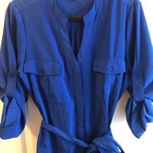 Bold Blue Belted Dress from express